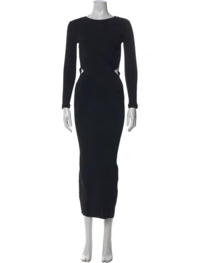 Pre-owned Sir Crew Neck Long Dress In Black