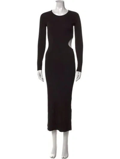 Pre-owned Sir Crew Neck Long Dress In Black