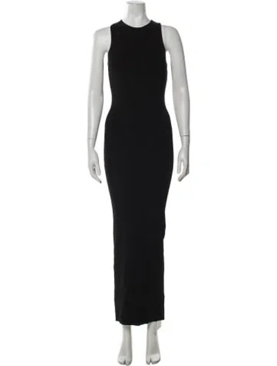Pre-owned Sir Crew Neck Long Dress In Black