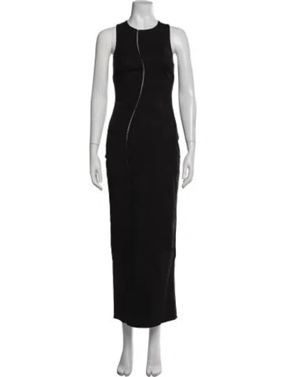 Pre-owned Sir Crew Neck Long Dress In Black