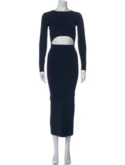 Pre-owned Sir Crew Neck Long Dress In Blue