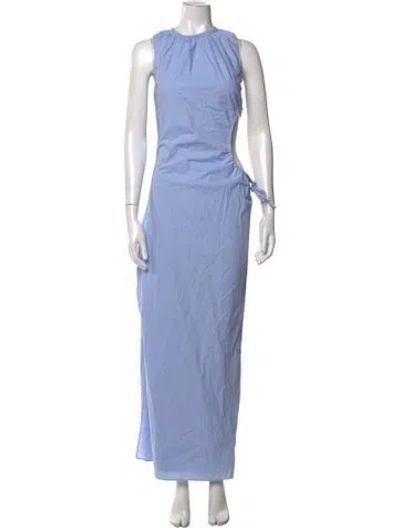 Pre-owned Sir Crew Neck Long Dress In Blue