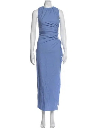 Pre-owned Sir Crew Neck Long Dress In Blue