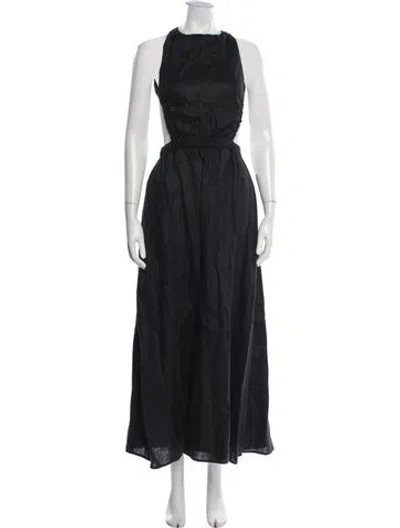 Pre-owned Sir Crew Neck Long Dress In Blue