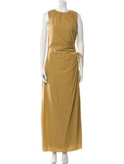Pre-owned Sir Crew Neck Long Dress In Brown