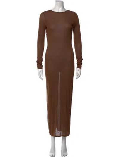 Pre-owned Sir Crew Neck Long Dress In Brown