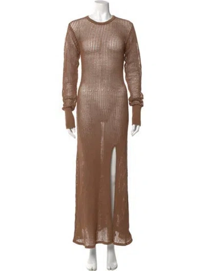 Pre-owned Sir Crew Neck Long Dress In Brown