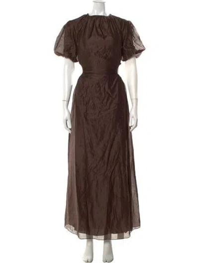 Pre-owned Sir Crew Neck Long Dress In Brown