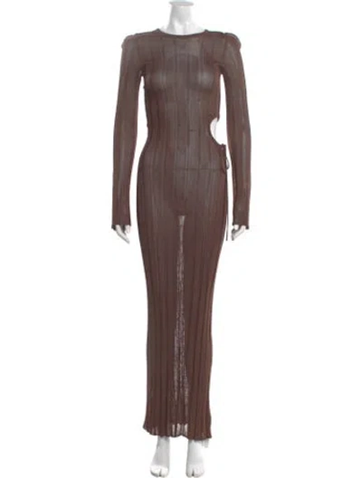 Pre-owned Sir Crew Neck Long Dress In Brown