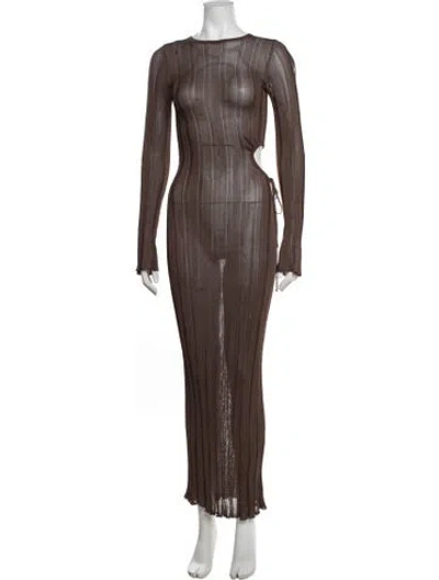 Pre-owned Sir Crew Neck Long Dress In Brown
