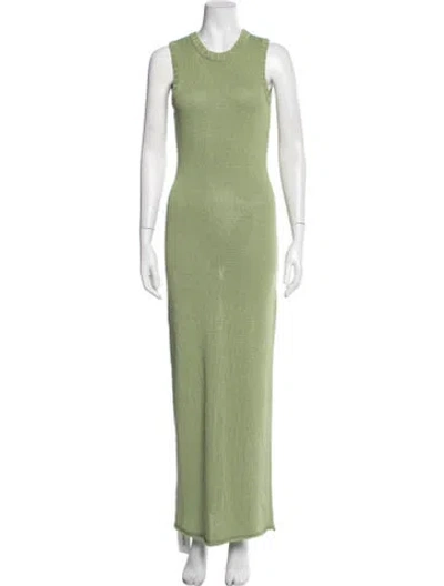 Pre-owned Sir Crew Neck Long Dress In Green