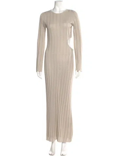 Pre-owned Sir Crew Neck Long Dress In Neutral
