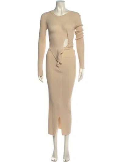 Pre-owned Sir Crew Neck Long Dress In Neutral