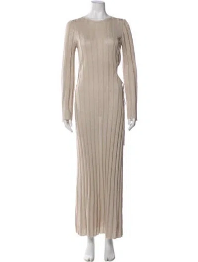 Pre-owned Sir Crew Neck Long Dress In Neutral
