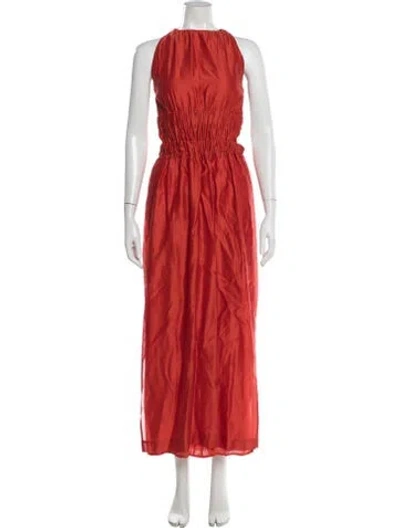 Pre-owned Sir Crew Neck Long Dress In Red