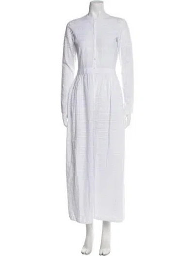 Pre-owned Sir Crew Neck Long Dress In White