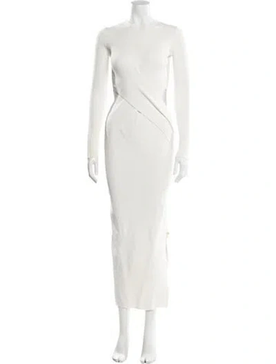 Pre-owned Sir Crew Neck Long Dress In White