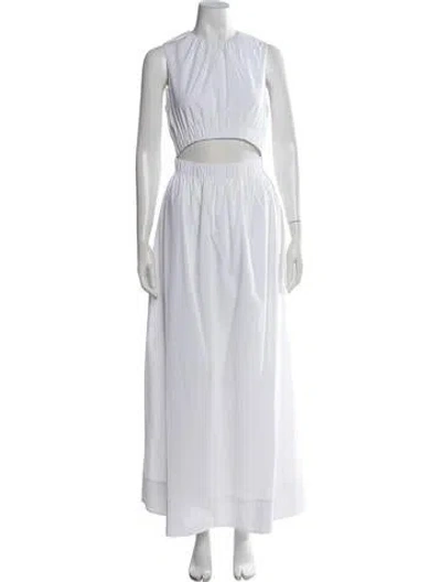 Pre-owned Sir Crew Neck Long Dress In White