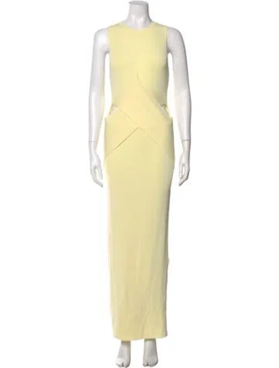 Pre-owned Sir Crew Neck Long Dress In Yellow