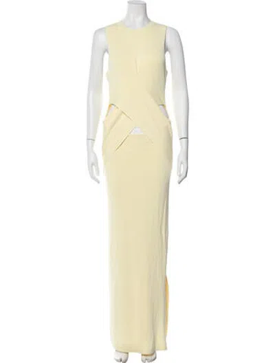 Pre-owned Sir Crew Neck Long Dress In Yellow
