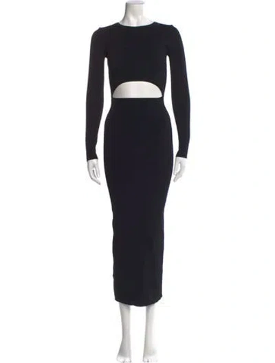 Pre-owned Sir Crew Neck Midi Length Dress In Black