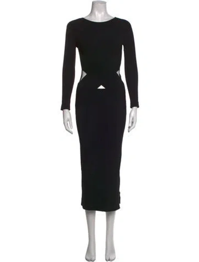 Pre-owned Sir Crew Neck Midi Length Dress In Black