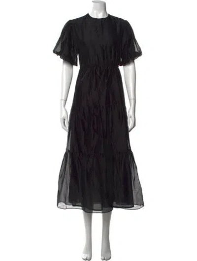 Pre-owned Sir Crew Neck Midi Length Dress In Black
