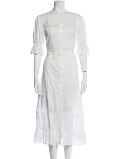Pre-owned Sir Crew Neck Midi Length Dress In White
