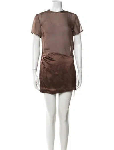 Pre-owned Sir Crew Neck Mini Dress In Brown