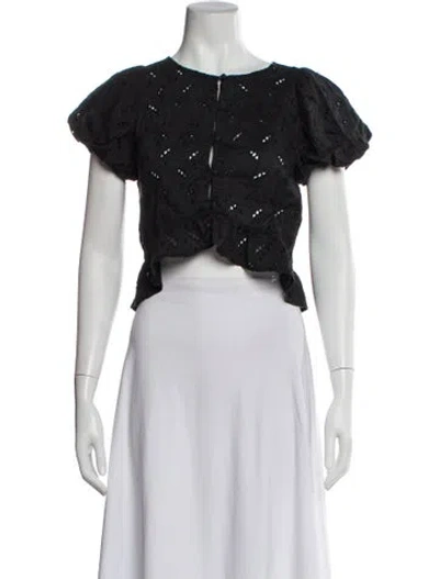 Pre-owned Sir Crew Neck Short Sleeve Crop Top In Black