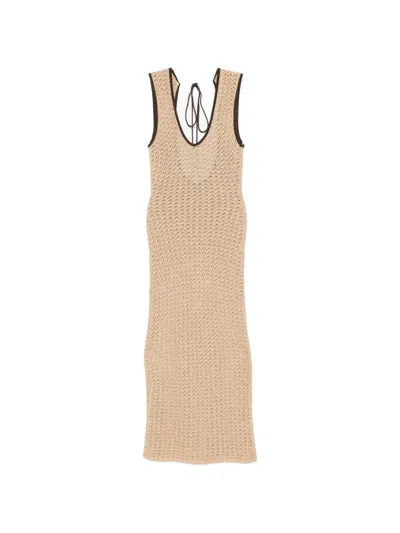 Sir Crochet-knit Open-back Maxi Dress In Neutral