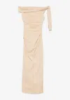Sir Dahlia Off-shoulder Cotton-blend Gown In Beige