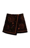 Sir Dawn Wrap-effect Cotton Mini Skirt In Black