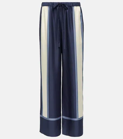 Sir Dazed Printed Silk Palazzo Pants In Blue