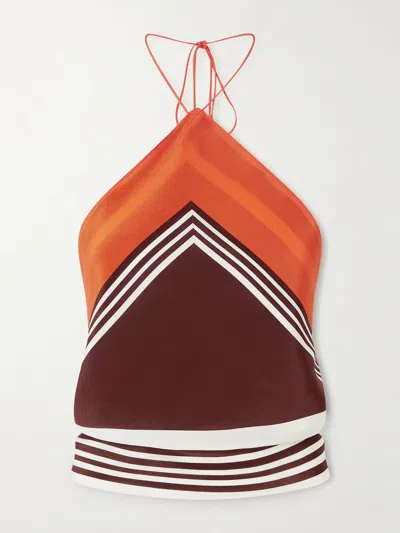 Sir Destino Cropped Striped Silk-crepe Halterneck Top In Multi