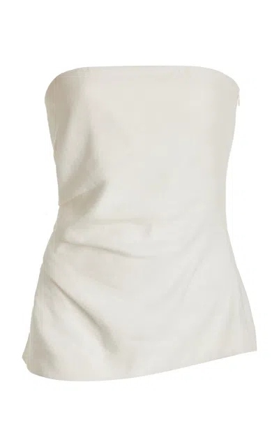 Sir Dorian Gathered Linen-blend Strapless Top In Ivory