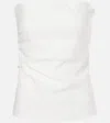 Sir Dorian Gathered Linen-blend Strapless Top In White