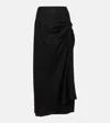 Sir Dorian Ruched Linen-blend Midi Skirt In Black