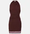 Sir Draped Gathered Jersey Minidress In Burgundy