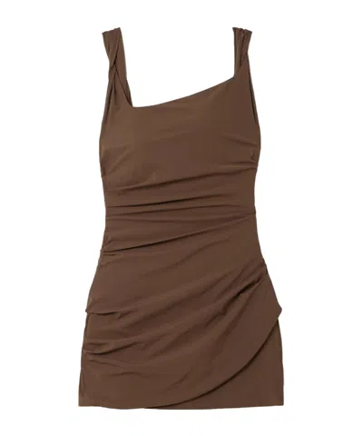Sir Draped Twisted Stretch-crepe Mini Dress In Brown