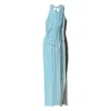 Sir Striped Halterneck Maxi Dress In Blue