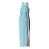 Sir Striped Halterneck Maxi Dress In Blue