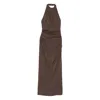 Sir Halterneck Ruched Dress In Brown
