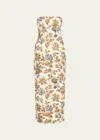 SIR ELEANORA FLORAL STRAPLESS MIDI DRESS