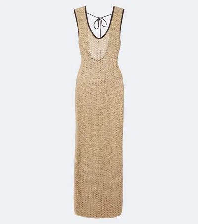 Sir Ellinor Crochet Cotton Maxi Dress In Neutral