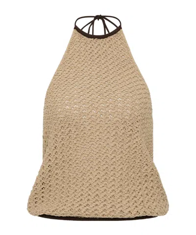 Sir Ellinor Crocheted Cotton Tank In Neutral