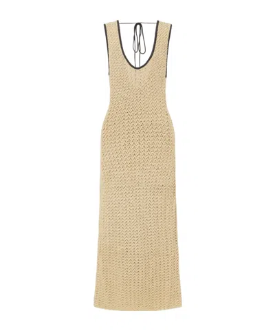 Sir Ellinor Open-knit Cotton Dress In Brown