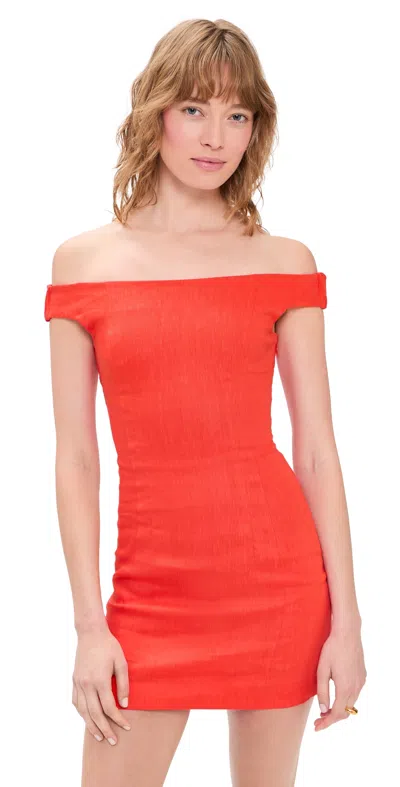 Sir Elodie Off Shoulder Mini Dress Poppy In Red