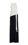 Sir Emery Two-tone Wrap-effect Jersey Maxi Dress In Black