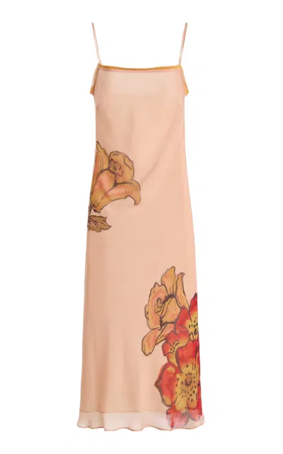 Sir . Estella Chiffon Midi Slip Dress In Orange